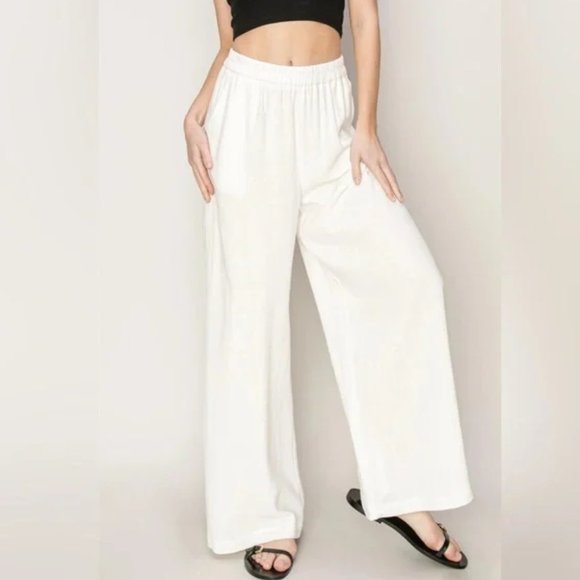 HYFVE Pants - NWT HYFVE White Linen Blend/ Wide Leg, High Rise Pants Size M
